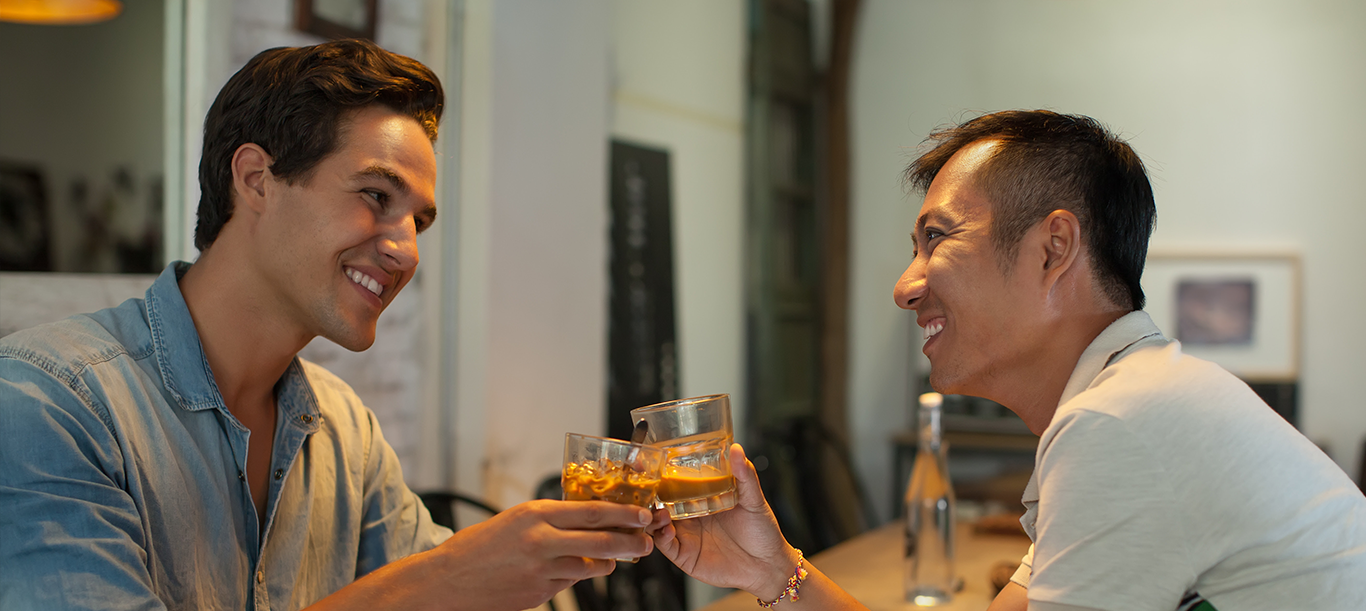 Two people enjoying a conversation